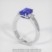 5.38 Ct. Blue Sapphire Ring, 10K White Gold 2