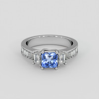 0.79 Ct. Blue Sapphire Ring, 14K White Gold 1