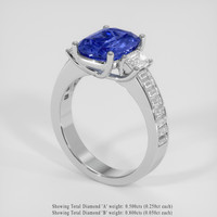 3.38 Ct. Blue Sapphire Ring, 18K White Gold 2