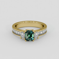 1.07 Ct. Bluish Green Sapphire Ring, 10K Yellow Gold 1