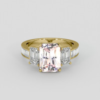 4.16 Ct. Peach Sapphire Ring, 14K Yellow Gold 1