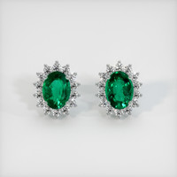 <span>1.27</span>&nbsp;<span class="tooltip-light">Ct.Tw.<span class="tooltiptext">Total Carat Weight</span></span> Emerald Earrings, Platinum 950 1