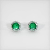 <span>1.45</span>&nbsp;<span class="tooltip-light">Ct.Tw.<span class="tooltiptext">Total Carat Weight</span></span> Emerald Earrings, Platinum 950 1