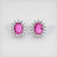 4.33 Ct.Tw. Purplish Pink Sapphire Earrings, Platinum 950 1