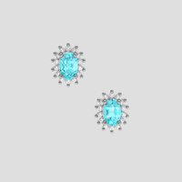 <span>0.23</span> <span class="tooltip-light">Ct.Tw.<span class="tooltiptext">Total Carat Weight</span></span> Blue Paraiba Tourmaline Earrings, 14K White Gold 1
