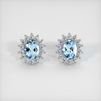 2.95 Ct.Tw. Gemstone Earrings, 14K White Gold 1