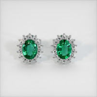 <span>2.64</span> <span class="tooltip-light">Ct.Tw.<span class="tooltiptext">Total Carat Weight</span></span> Emerald Earrings, 18K White Gold 1