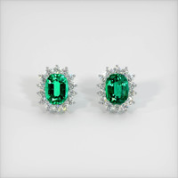 <span>2.46</span>&nbsp;<span class="tooltip-light">Ct.Tw.<span class="tooltiptext">Total Carat Weight</span></span> Emerald Earrings, 18K White Gold 1