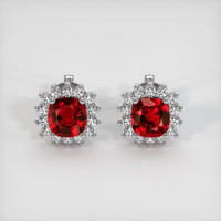 2.44 Ct.Tw. Ruby Earrings, 18K White Gold 1