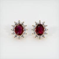 <span>3.21</span>&nbsp;<span class="tooltip-light">Ct.Tw.<span class="tooltiptext">Total Carat Weight</span></span> Ruby Earrings, 14K Yellow Gold 1