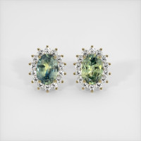 1.59 Ct.Tw. Bluish Green Sapphire Earrings, 14K Yellow Gold 1