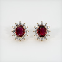 <span>1.68</span>&nbsp;<span class="tooltip-light">Ct.Tw.<span class="tooltiptext">Total Carat Weight</span></span> Ruby Earrings, 18K Yellow Gold 1