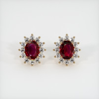 <span>3.21</span>&nbsp;<span class="tooltip-light">Ct.Tw.<span class="tooltiptext">Total Carat Weight</span></span> Ruby Earrings, 18K Yellow Gold 1