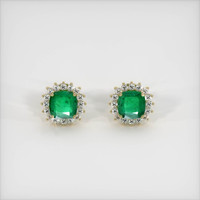1.45 Ct.Tw. Emerald Earrings, 18K Yellow Gold 1