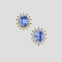 <span>4.10</span>&nbsp;<span class="tooltip-light">Ct.Tw.<span class="tooltiptext">Total Carat Weight</span></span> Blue Sapphire Earrings, 18K Yellow Gold 1