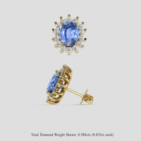 <span>4.10</span>&nbsp;<span class="tooltip-light">Ct.Tw.<span class="tooltiptext">Total Carat Weight</span></span> Blue Sapphire Earrings, 18K Yellow Gold 2