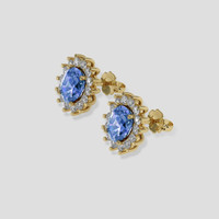 <span>4.10</span>&nbsp;<span class="tooltip-light">Ct.Tw.<span class="tooltiptext">Total Carat Weight</span></span> Blue Sapphire Earrings, 18K Yellow Gold 3