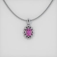 1.06 Ct. Pink Sapphire Pendant, 14K White Gold 1