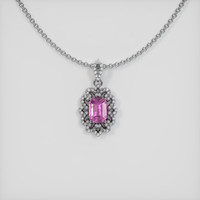 0.63 Ct. Pink Sapphire Pendant, 14K White Gold 1