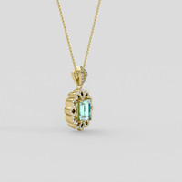 3.42 Ct. Emerald Pendant, 18K Yellow Gold 2