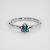 0.41 Ct. Bluish Green Sapphire Ring, Platinum 950 1