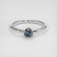 0.88 Ct. Greenish Blue Sapphire Ring, 10K White Gold 1