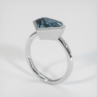 3.44 Ct. Greyish Blue Sapphire Ring, 14K White Gold 2
