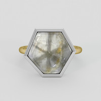 7.46 Ct. Grey Sapphire Ring, 14K White & Yellow 1