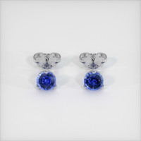 0.75 Ct.Tw. Blue Sapphire Earrings, 14K White Gold 1