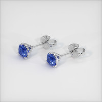 0.75 Ct.Tw. Blue Sapphire Earrings, 14K White Gold 2