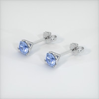0.64 Ct.Tw. Blue Sapphire Earrings, 18K White Gold 2