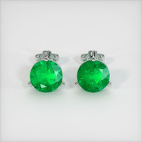 <span>1.66</span>&nbsp;<span class="tooltip-light">Ct.Tw.<span class="tooltiptext">Total Carat Weight</span></span> Emerald Earrings, 18K White Gold 1