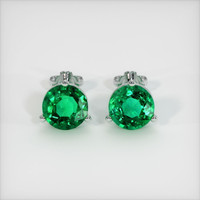 2.99 Ct.Tw. Emerald Earrings, 18K White Gold 1