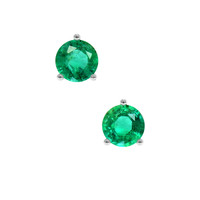 1.25 Ct.Tw. Emerald Earrings, 18K White Gold 1