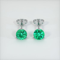 0.53 Ct.Tw. Emerald Earrings, 18K White Gold 1