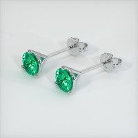 0.53 Ct.Tw. Emerald Earrings, 18K White Gold 2