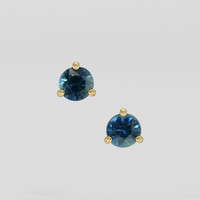 <span>0.96</span> <span class="tooltip-light">Ct.Tw.<span class="tooltiptext">Total Carat Weight</span></span> Bluish Green Sapphire Earrings, 14K Yellow Gold 1