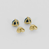 <span>0.96</span> <span class="tooltip-light">Ct.Tw.<span class="tooltiptext">Total Carat Weight</span></span> Bluish Green Sapphire Earrings, 14K Yellow Gold 4