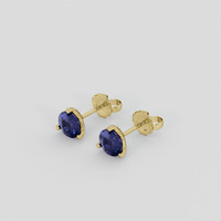<span>1.65</span>&nbsp;<span class="tooltip-light">Ct.Tw.<span class="tooltiptext">Total Carat Weight</span></span> Blue Sapphire Earrings, 18K Yellow Gold 3