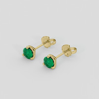 <span>0.45</span> <span class="tooltip-light">Ct.Tw.<span class="tooltiptext">Total Carat Weight</span></span> Emerald Earrings, 18K Yellow Gold 3