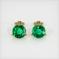 2.99 Ct.Tw. Emerald Earrings, 18K Yellow Gold 1