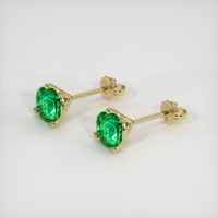 1.25 Ct.Tw. Emerald Earrings, 18K Yellow Gold 2