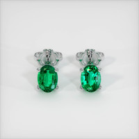 <span>1.43</span>&nbsp;<span class="tooltip-light">Ct.Tw.<span class="tooltiptext">Total Carat Weight</span></span> Emerald Earrings, Platinum 950 1