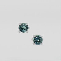 <span>0.93</span> <span class="tooltip-light">Ct.Tw.<span class="tooltiptext">Total Carat Weight</span></span> Bluish Green Sapphire Earrings, Platinum 950 1