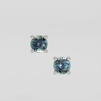 <span>1.31</span> <span class="tooltip-light">Ct.Tw.<span class="tooltiptext">Total Carat Weight</span></span> Greenish Blue Sapphire Earrings, Platinum 950 1