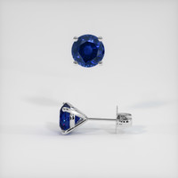 3.10 Ct.Tw. Blue Sapphire Earrings, 18K White Gold 2