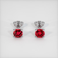 1.37 Ct.Tw. Ruby Earrings, 18K White Gold 1