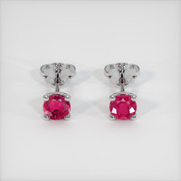 0.85 Ct.Tw. Ruby Earrings, 18K White Gold 1