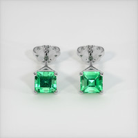 0.64 Ct.Tw. Emerald Earrings, 18K White Gold 1