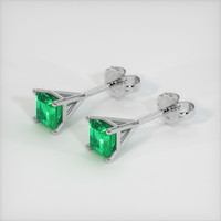 0.64 Ct.Tw. Emerald Earrings, 18K White Gold 2